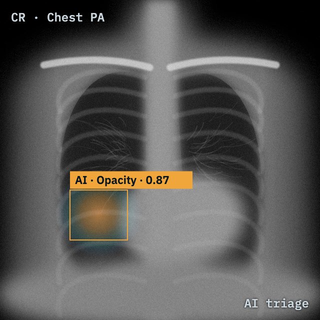 Chest X-ray with an AI-flagged opacity